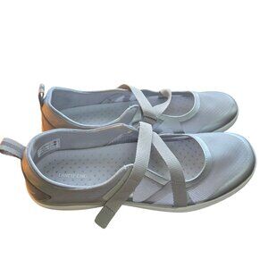 Lands' End Mary Jane Mesh Water Shoes Lightweight Comfort Gray Silver Size 10B